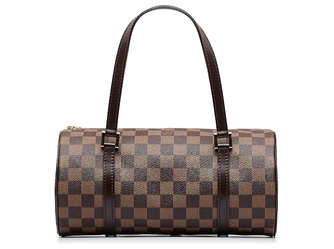 Bolsa de mão Papillon 26 Damier Ebene Louis Vuitton marrom Couro  ref.1520814