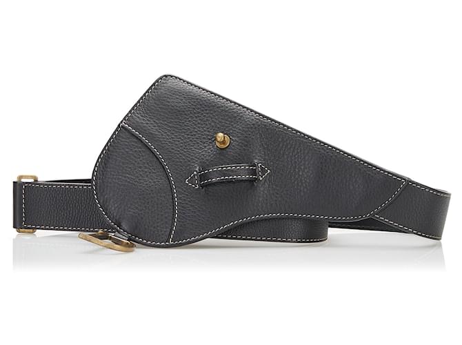 Ceinture en cuir noir Dior Saddle  ref.1520846