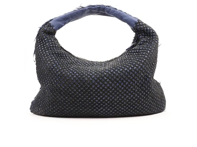 Bolso hobo maxi de hombro de seda nappa devoré fuzzy de Bottega Veneta en índigo Azul Cuero  ref.1520955