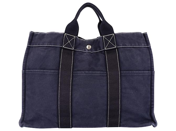 Hermès Hermes Navy Cotton Fourre Handbag Blue  ref.1520970