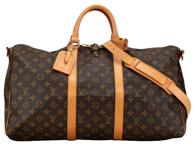 Louis Vuitton Keepall Bandoulière 50 Castaño Lienzo  ref.1520978