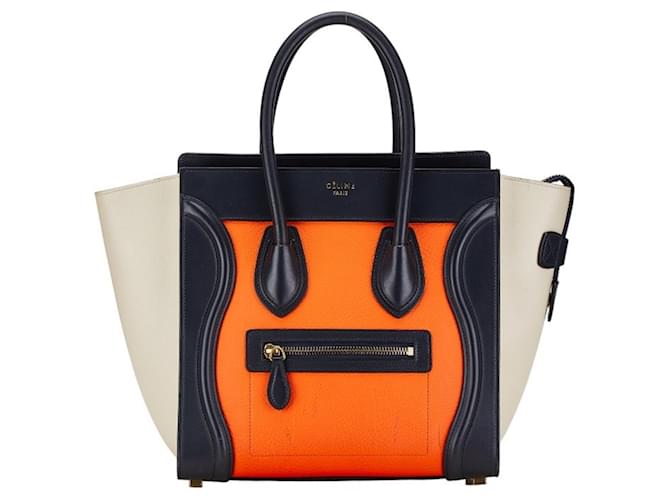 Luggage Mala Céline Laranja Couro  ref.1521070