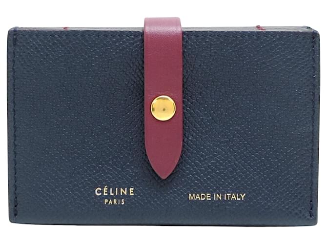 Céline Portefeuille Veau Navy blue Leather  ref.1521201