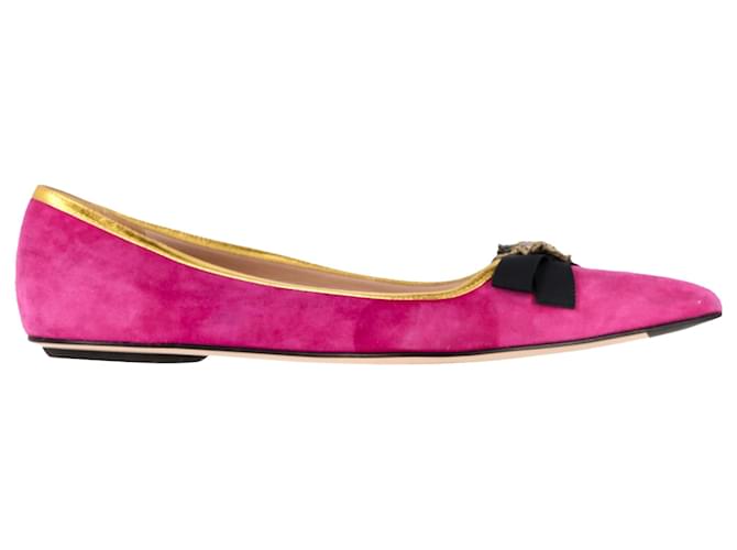 Gucci Pink W Suede Ballet Flats W/Embroided deals Bee 30/Us 12.5