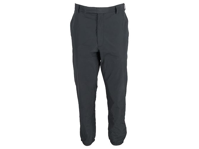 Pantaloni dritti Prada in nylon nero