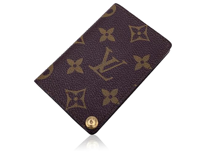 Louis Vuitton Porta Cartão Pressão Monograma Vintage Marrom Lona  ref.1521288