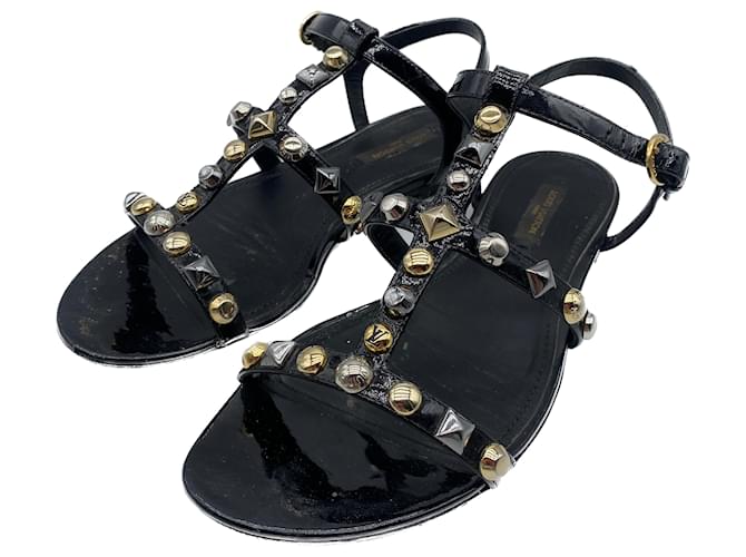 LOUIS VUITTON  Sandals T.EU 37 Leather Black  ref.1521545