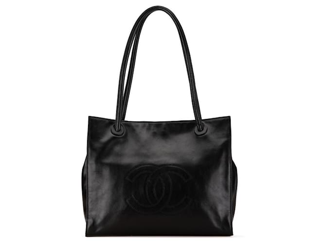 Timeless Chanel Coco Mark Handbag Tote Bag Black Leather  ref.1522004