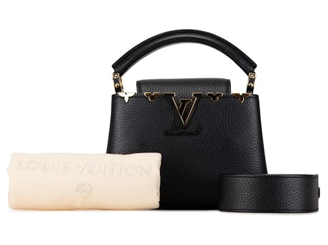 Sac à main Louis Vuitton Monogram Flower Capucines MINI Cuir Noir  ref.1522055