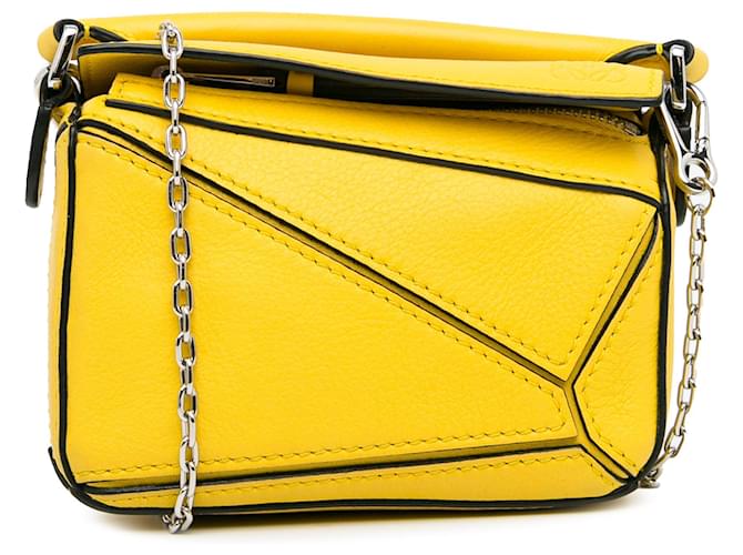 LOEWE Yellow Nano Puzzle Satchel Leather Pony-style calfskin  ref.1522194