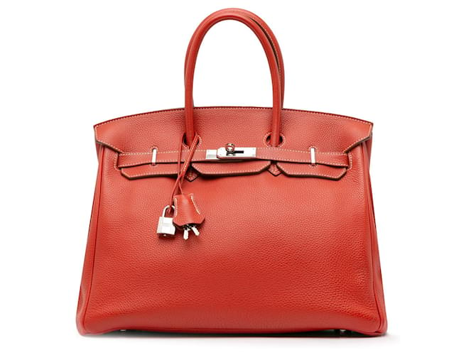 Birkin Hermès HERMES HandbagsLeather Red  ref.1523000