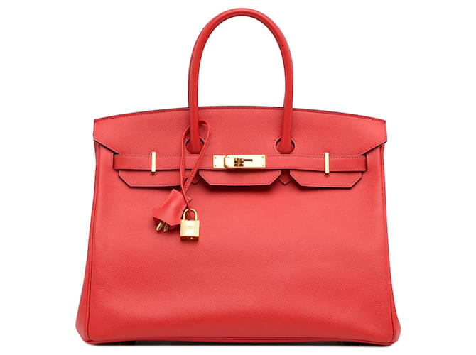 Birkin Hermès HERMES HandbagsLeather Red  ref.1523001