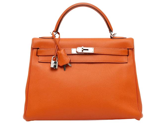 Kelly Hermès HERMES HandbagsLeather Orange  ref.1523021