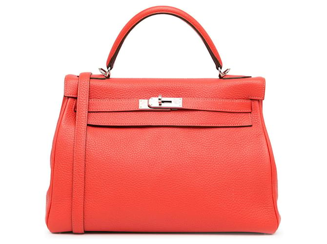 Kelly Hermès HERMES HandbagsLeather Red  ref.1523067