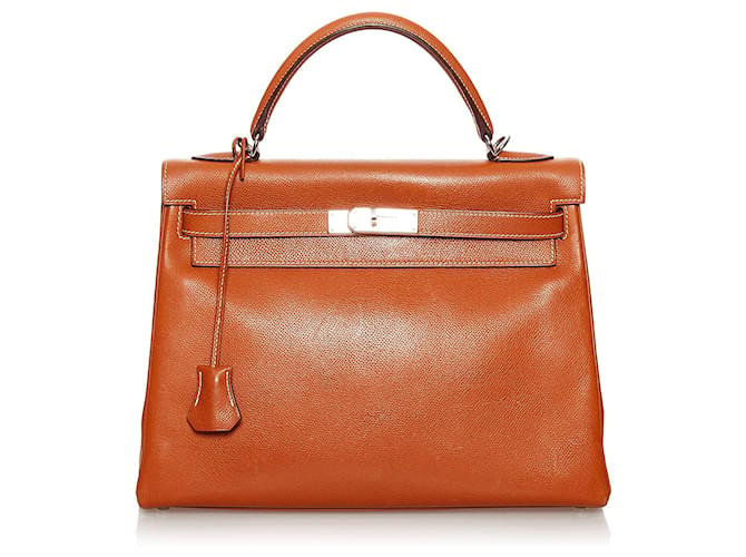 Kelly Hermès HERMES HandbagsLeather Brown  ref.1523108