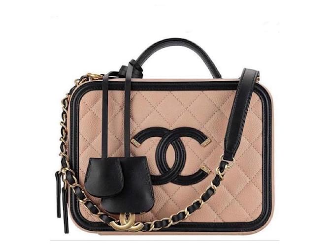 Chanel Vanity case Beige Leather  ref.1523132