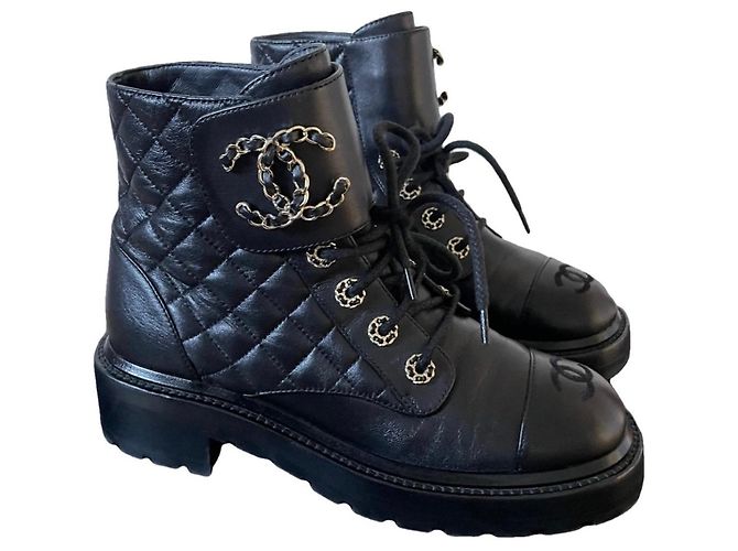 Cambon Chanel Biker boots Black