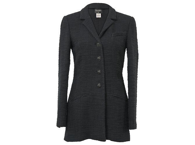 Timeless Chanel Bombay CC Tweed-Jacke aus schwarzer Baumwolle
