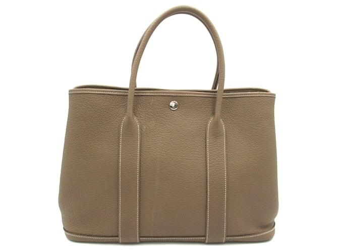 Hermès Hermes Garden 36 PM Handbag Brown Taupe Leather  ref.1523616