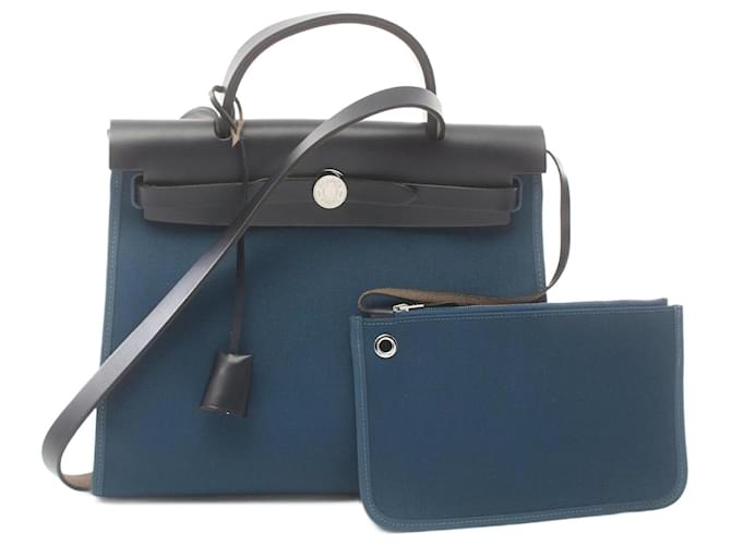 Hermès Hermes HERMES Airbag Zip PM Handbag Blue Navy blue Leather  ref.1523624