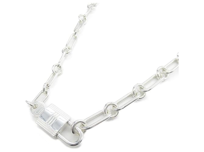 Hermès Hermes Alpha Kelly Padlock Necklace Silvery Silver  ref.1523669