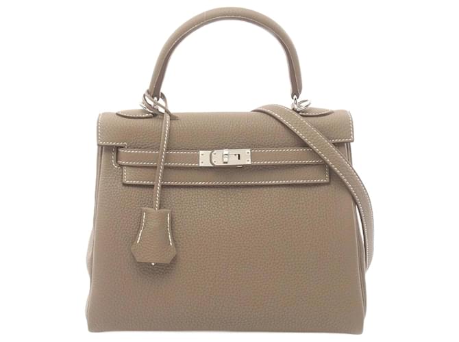 Hermès Hermes Kelly 25 Etoupe Handbag Brown Leather  ref.1523685