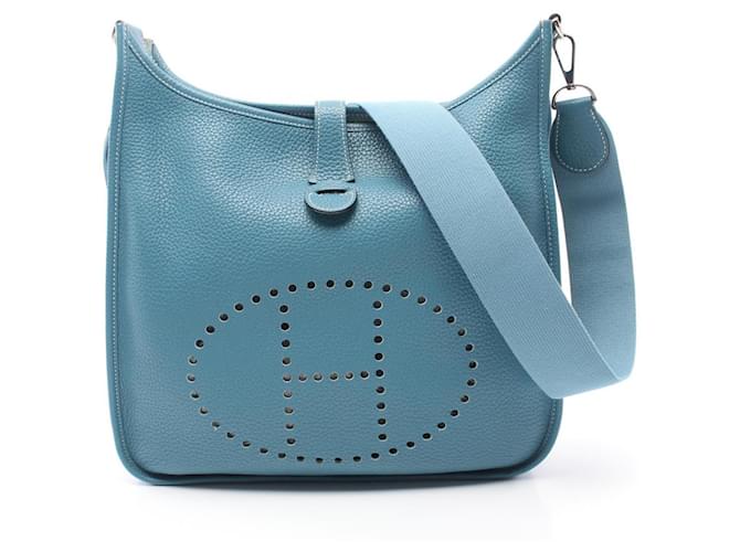 Hermès Hermes Evelyn 3 Trois GM Shoulder Bag Blue Leather  ref.1523696