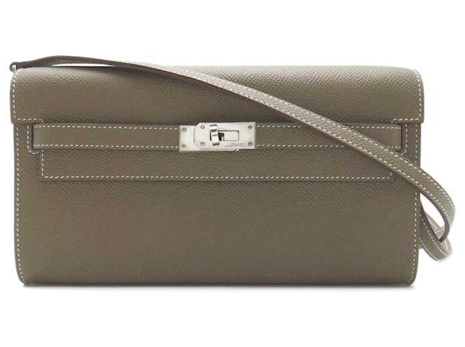 Hermès Sac à épaule Hermes Kelly Long To Go Cuir Marron Taupe  ref.1523707