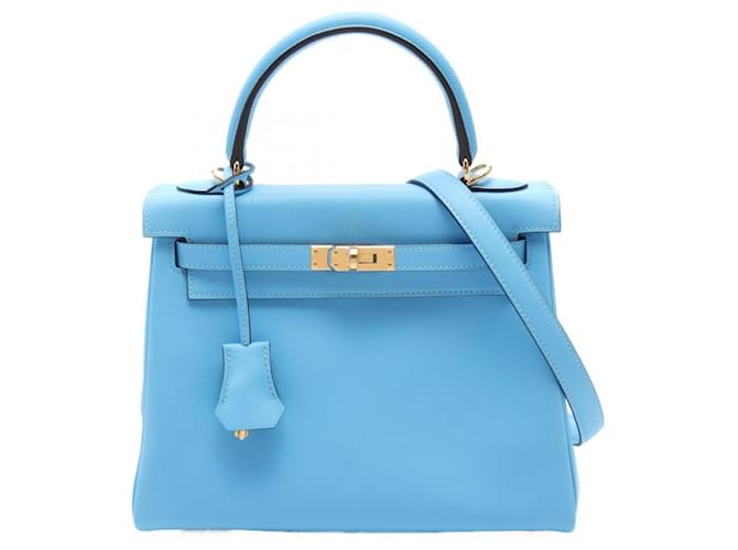 Hermès Hermes Kelly 25 Celeste Handbag Blue Leather  ref.1523717