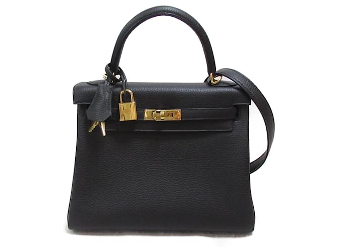 Hermès Hermes Kelly 25 Handbag Black Leather  ref.1523722