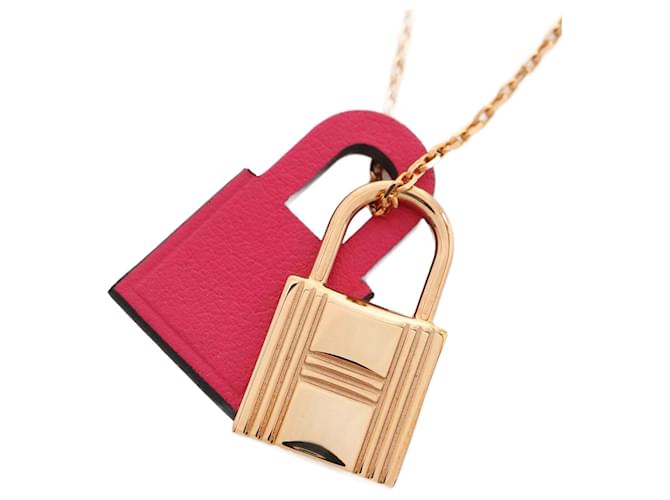 Hermès Collier Hermes Kelly O'Kelly Cuir Rose Doré  ref.1523746