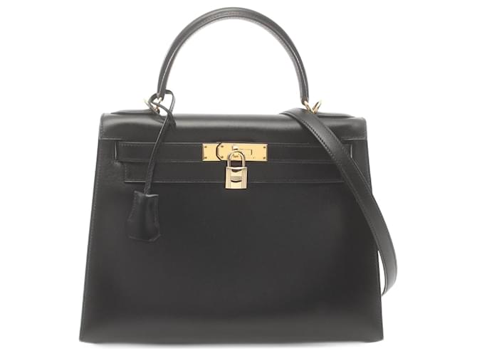 Hermès Hermes Kelly 28 Handbag Black Blue Pony-style calfskin  ref.1523797