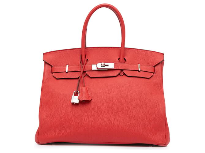 Hermès Rouge Togo Birkin Retourne 35 Cuir Veau façon poulain  ref.1523831