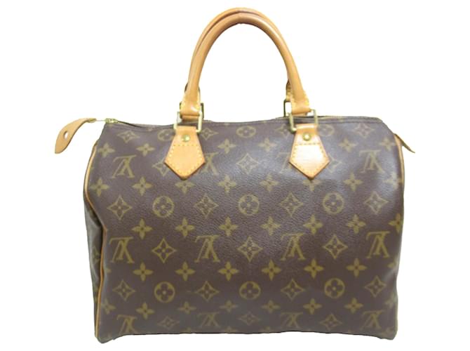 Louis Vuitton Speedy 35 Monograma Marrom Couro Lona  ref.1523843