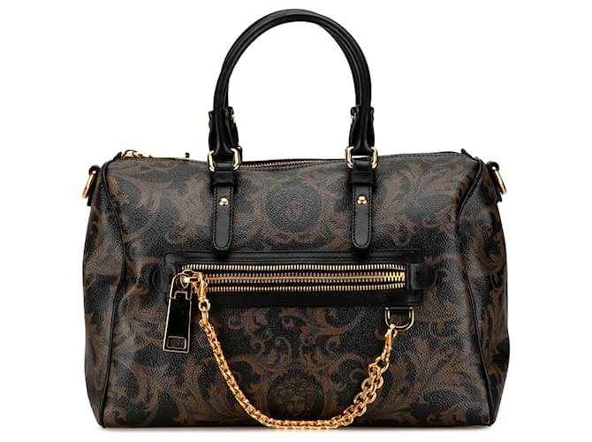 Bolsa Boston Medusa Preta Versace Bezerro-como bezerro Pano  ref.1523845