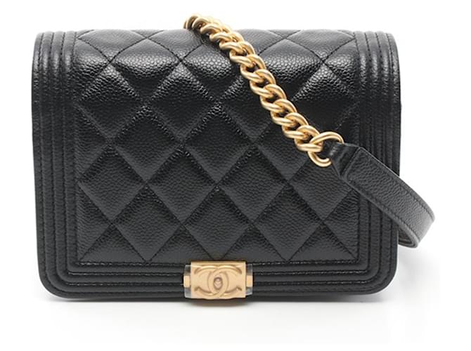 Chanel Mini Sac Boy en Cuir Caviar Noir Matelassé  ref.1523855