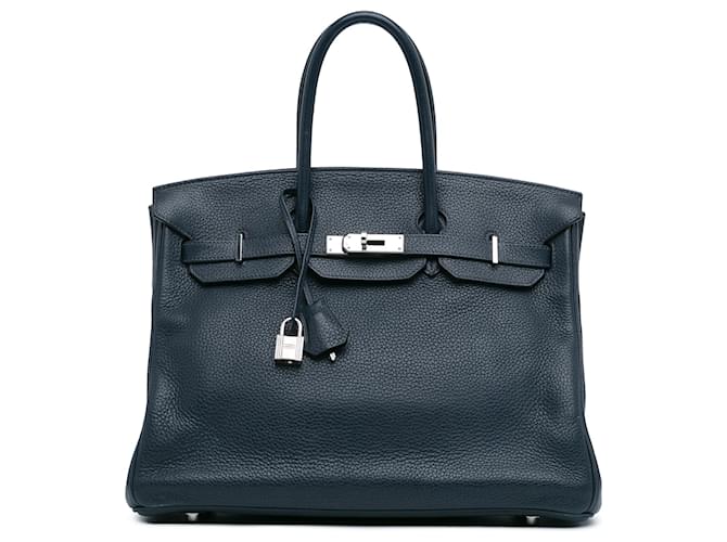 Hermès Birkin 35 en Togo bleu Cuir Veau façon poulain Bleu foncé  ref.1523858