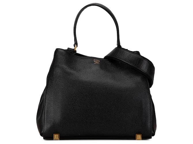 Sacoche en cuir noir MCM Veau façon poulain  ref.1523899