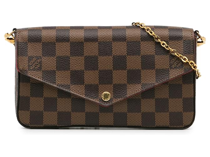 Pochette Felicie Damier Ebene Marrom Louis Vuitton Lona  ref.1523910