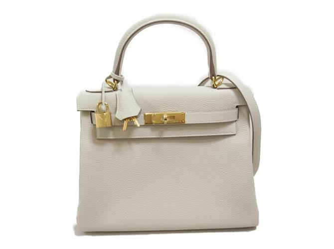 Hermès Sac à main Hermes Kelly 28 en ivoire Cuir Écru  ref.1523921