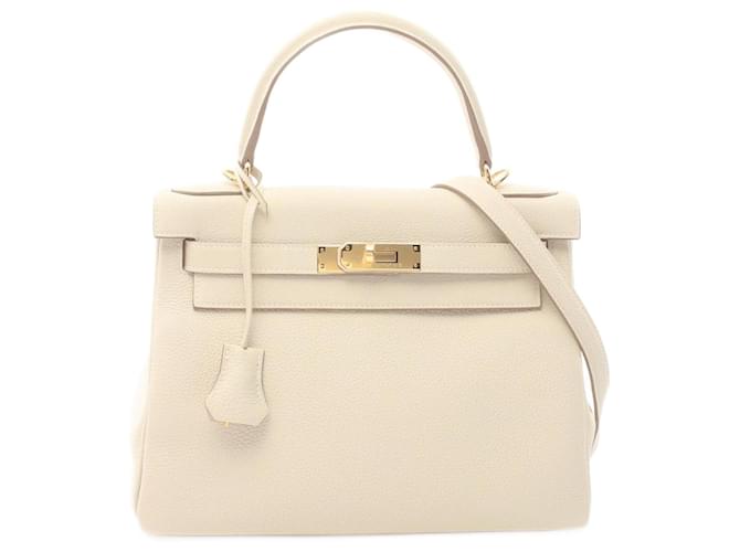 Hermès Hermes Kelly 28 Nata Handbag White Leather  ref.1523950