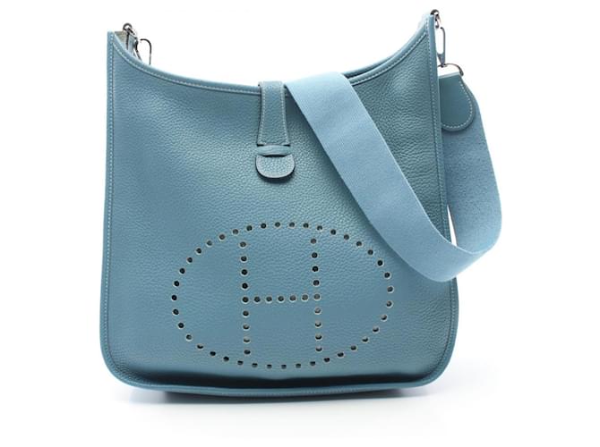 Hermès Sac à épaule Hermes Evelyne 3 Trois GM Bleu Jean Cuir  ref.1523974