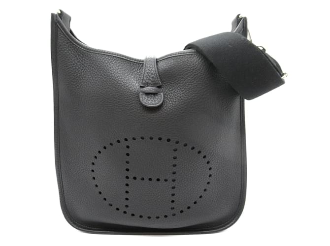 Hermès Bolsa de Ombro Hermes Evelyne 3PM Preta Preto Couro  ref.1524012