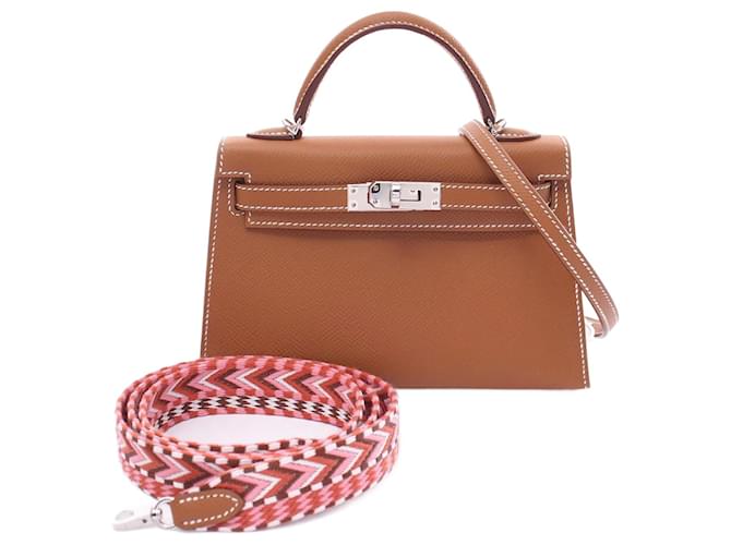 Hermès Hermes Mini Kelly 2 Gold Handbag Brown Leather  ref.1524074