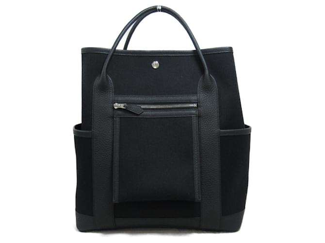 Hermès Hermes Garden Pocket Vertical Black Handbag Leather Cloth  ref.1524096