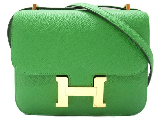 Hermès Hermes Constance Vert Yucca Shoulder Bag Green Leather  ref.1524143