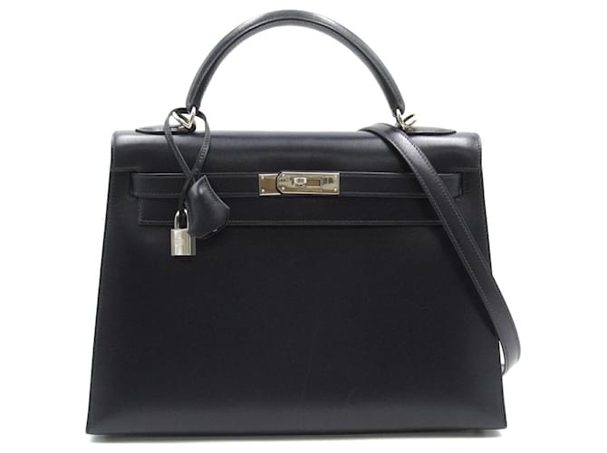 Hermès Hermes Kelly 32 Handbag Navy blue Pony-style calfskin  ref.1524152