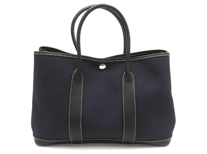 Hermès Hermes Garden 30 TPM Handbag Black Navy blue Cloth  ref.1524169