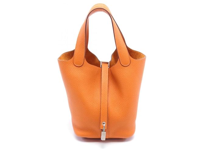 Hermès Hermes Picotin Lock PM Handbag Orange Leather  ref.1524212