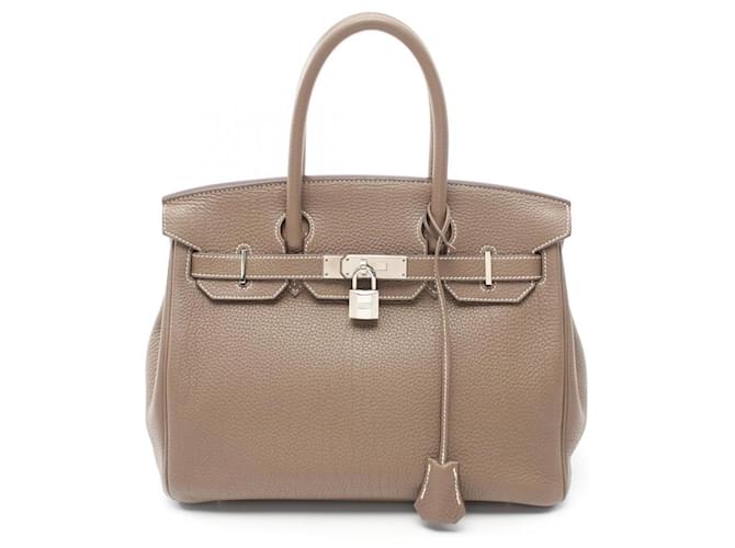 Sac à main Hermès Birkin 30 Etoupe Cuir Marron  ref.1524223